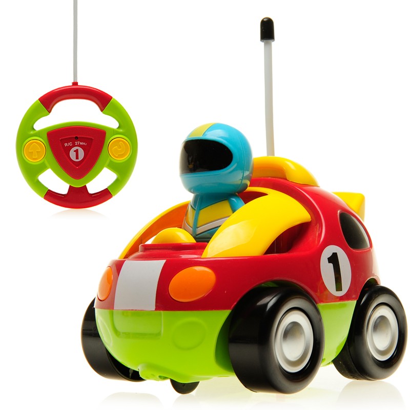 4" Cartoon R/C Race Car Remote Control Toy for Toddlers (Red)