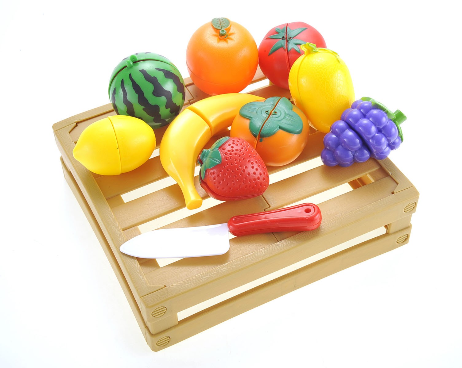 Kitchen Cutting Fruits Crate Pretend Food Playset