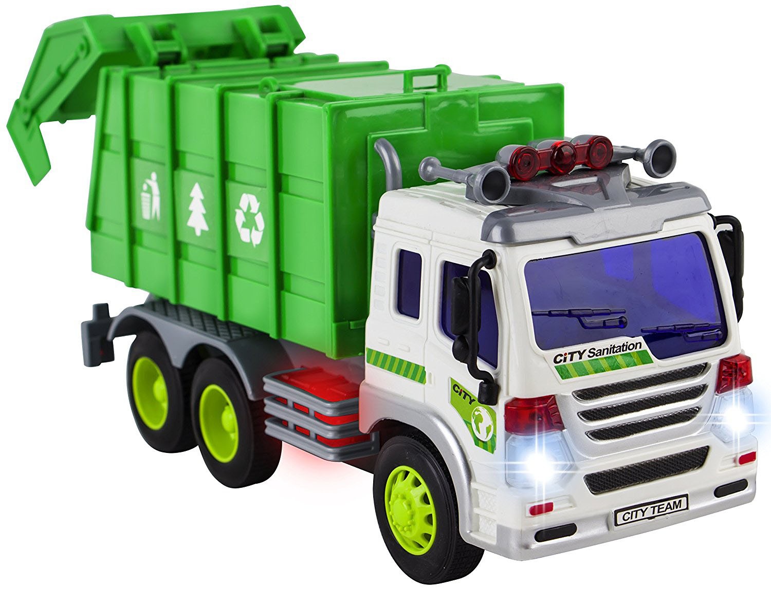 Friction Powered Garbage Truck With Lights And Sounds