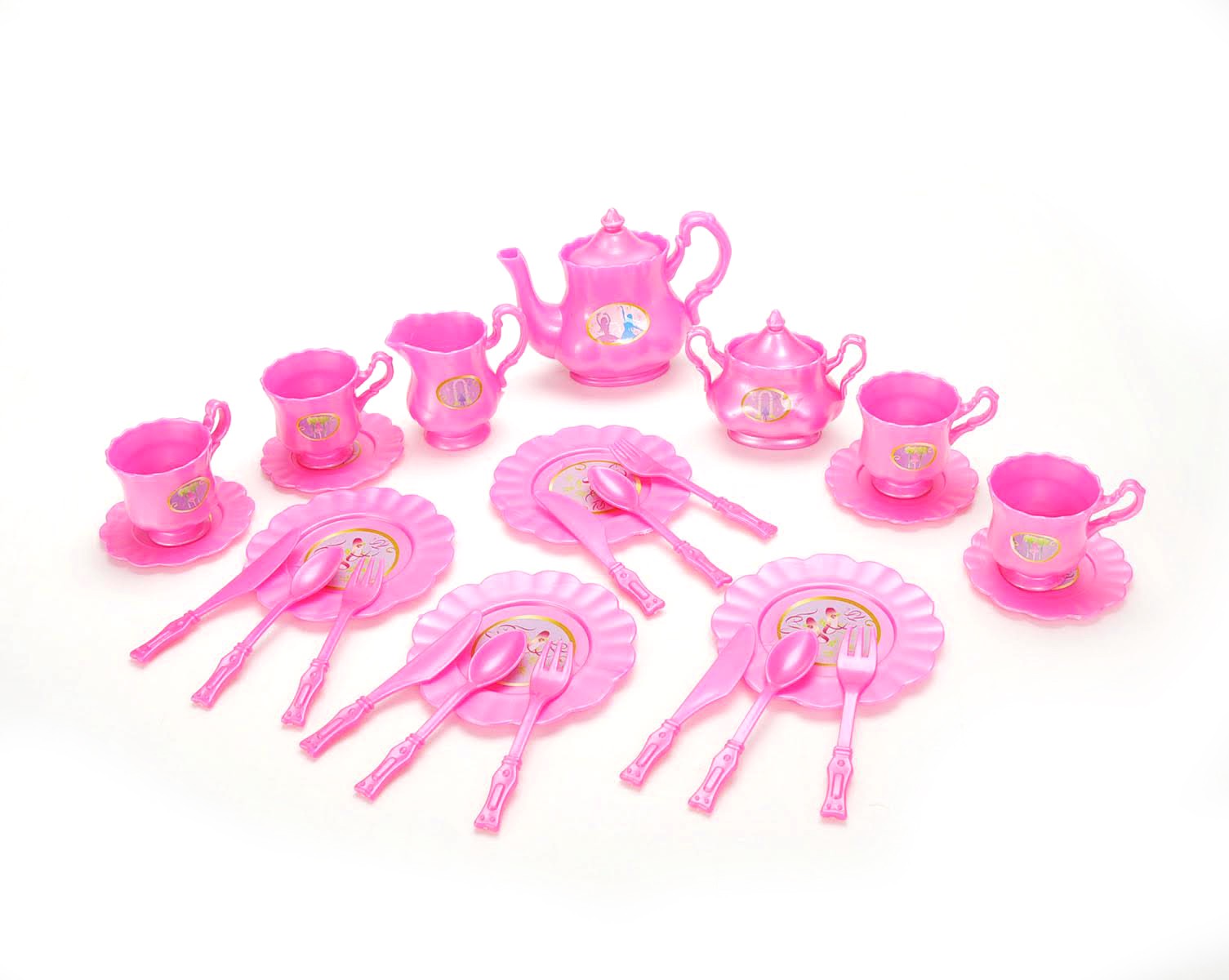 Princess Tea Party Set With Pink Tea Pots And Kitchen Utensils
