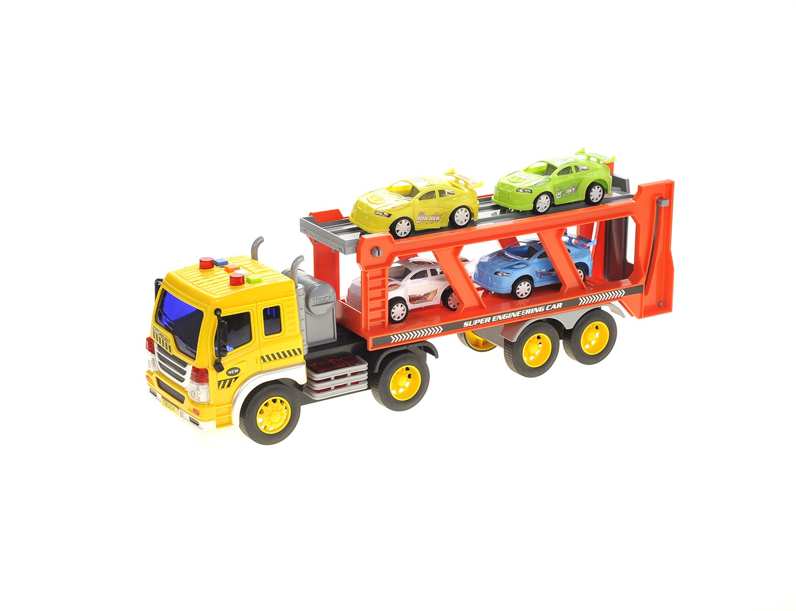 1:16 2-in-1 Friction Powered Transporter Truck With Lights And Sounds