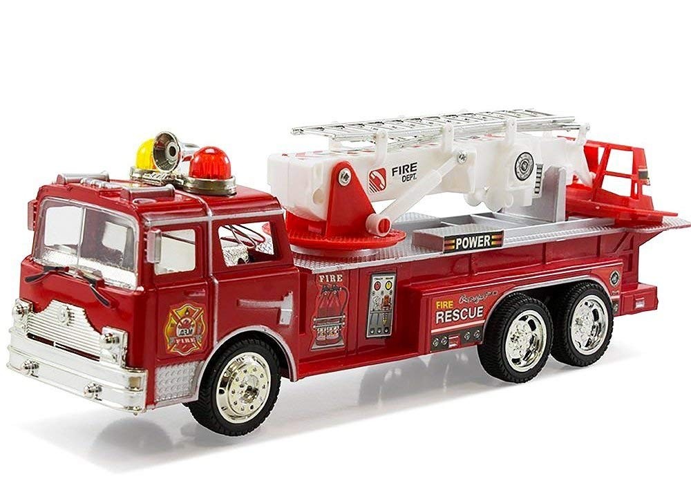 12" Rescue Fire Truck With Extending Ladder, Lights & Siren Sounds