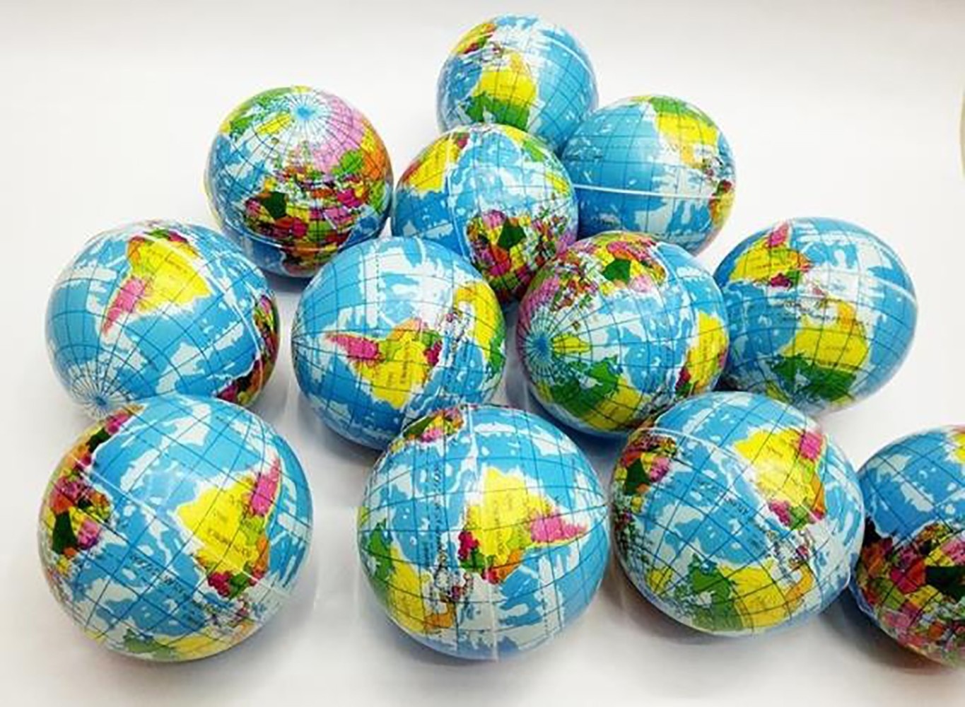 Mini Planet Earth Soft Foam Stress Balls (24 Balls Per Box)