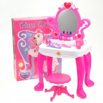 2-In-1 Vanity Set With Beauty Accessories, Working Piano, And Mirror