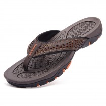 Mens Thong Sandals Indoor and Outdoor Beach Flip Flop Brown/Orange (Size 14)