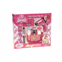 Beauty Salon Fashion Set With Hair Dryer, Curling Iron, Mirror, Scissors, Hair Brush, And More
