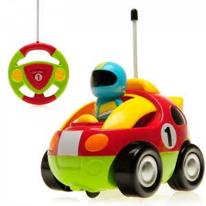 4" Cartoon R/C Race Car Remote Control Toy for Toddlers (Red)