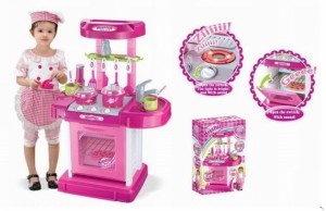 26" Portable Kitchen Appliance Oven Cooking Play Set With Lights & Sound (Pink)