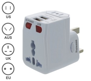 Universal Travel Adapter with Dual USB Charging Ports