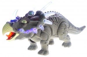 Walking Triceratops Dinosaur Toy With Lights And Sounds (Green)