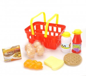 Pretend Breakfast & Lunch Play Food Set with Basket for Kids - 10 Piece Set