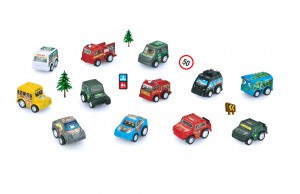 12 Piece Pull Back And Go Toy Cars With Road Signs