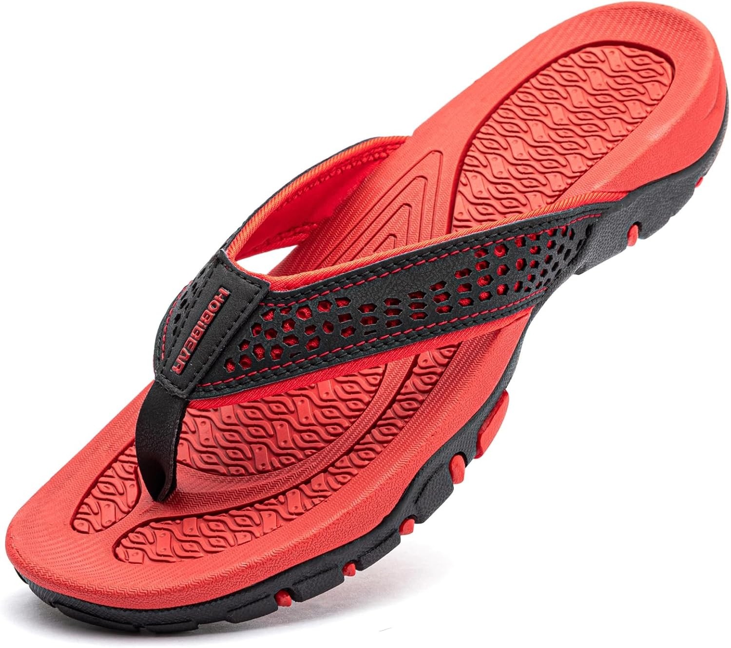 Mens Thong Sandals Indoor and Outdoor Beach Flip Flop Red (Size 7.5)