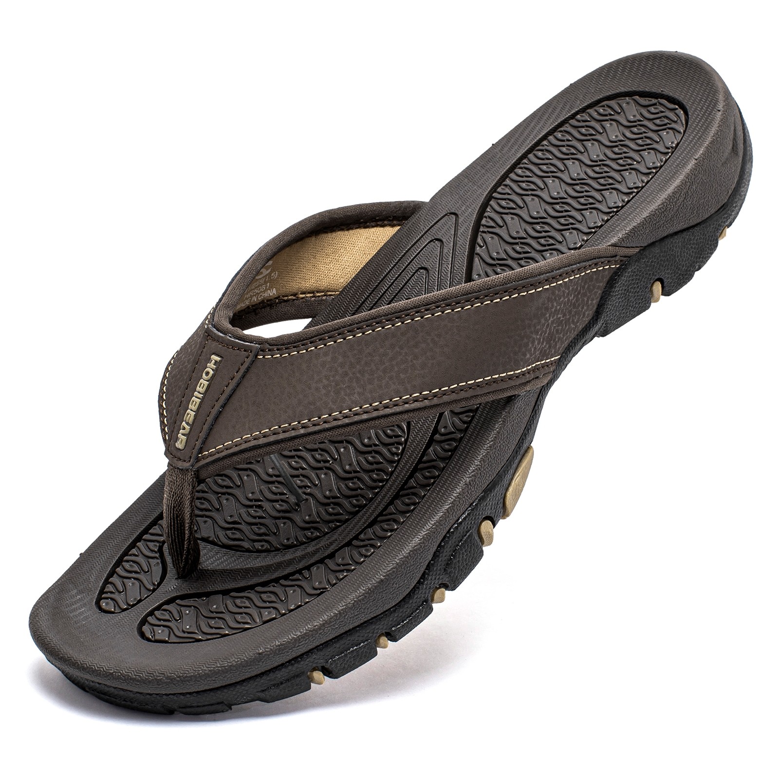 Mens Thong Sandals Indoor and Outdoor Beach Flip Flop Dark Brown (Size 11)