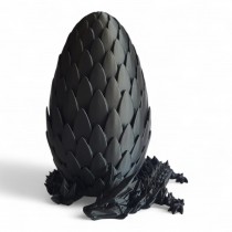 3D Printed Articulate Crystal Dragon with Dragon Egg (12 Inches, Black)