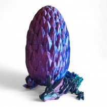 3D Printed Articulate Crystal Dragon with Dragon Egg (12 Inches, Tri Color Red Green Blue)