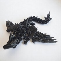 3D Printed Articulate Crystal Winged Dragon (Black) (9 Inches)