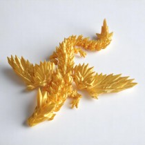 3D Printed Articulate Crystal Winged Dragon (Gold) (9 Inches)