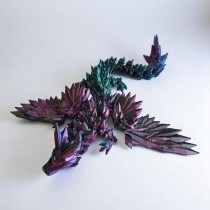 3D Printed Articulate Crystal Winged Dragon (Tri Color Red Green Blue) (9 Inches)