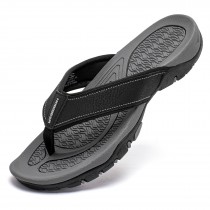 Mens Thong Sandals Indoor and Outdoor Beach Flip Flop Black Grey (Size 7.5)