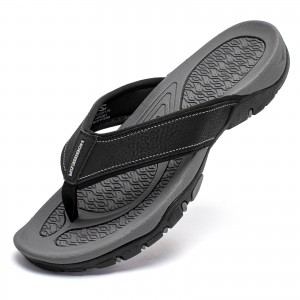 Mens Thong Sandals Indoor and Outdoor Beach Flip Flop Black Grey (Size 10)